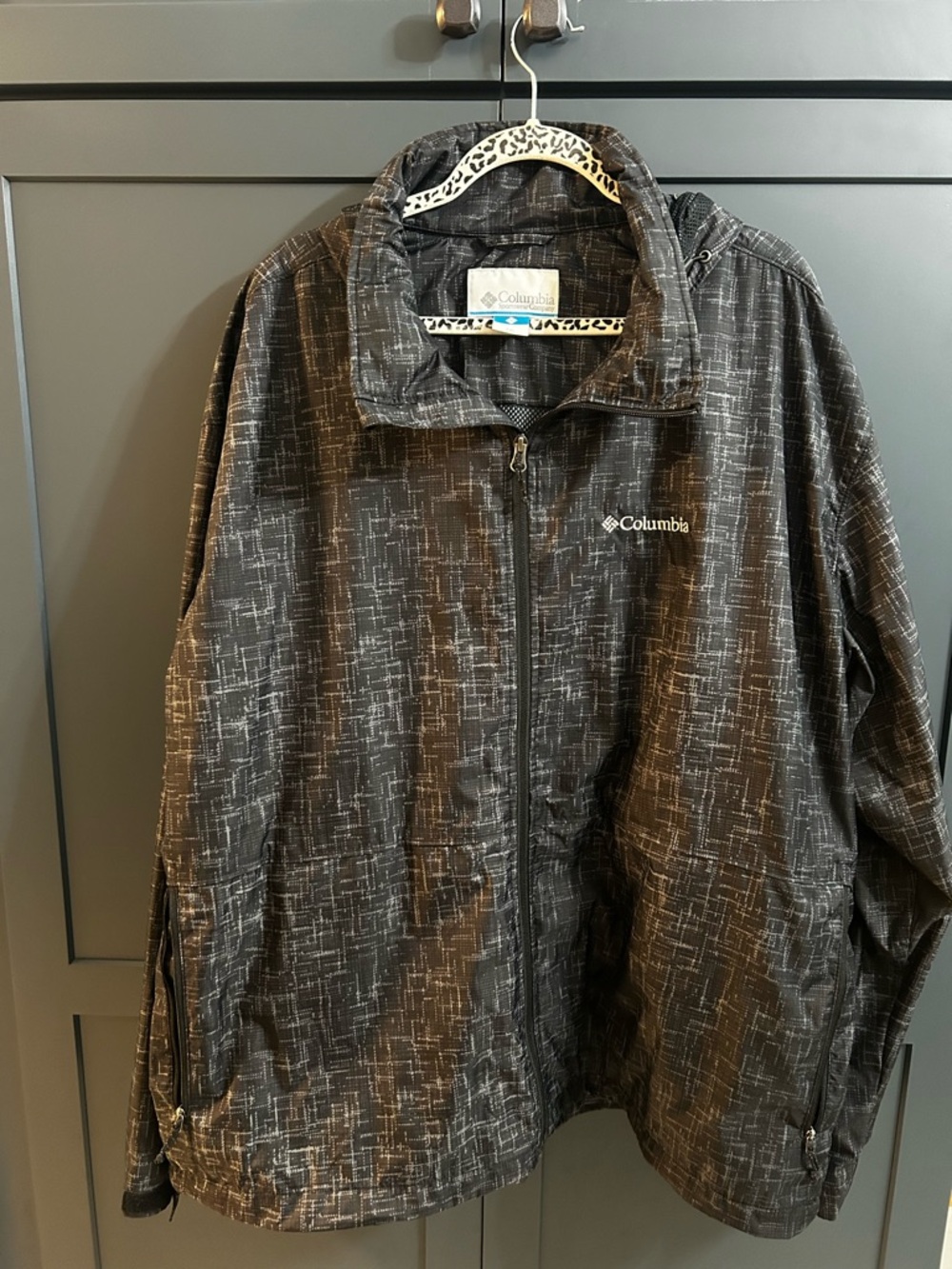 Men's XXL Columbia Black Patterned Windbreaker Jacket
